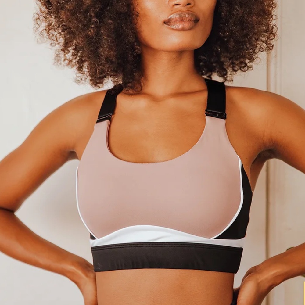 All Fenix Ivy Beige Multi Color Block High-Impact Sports Bra size XS